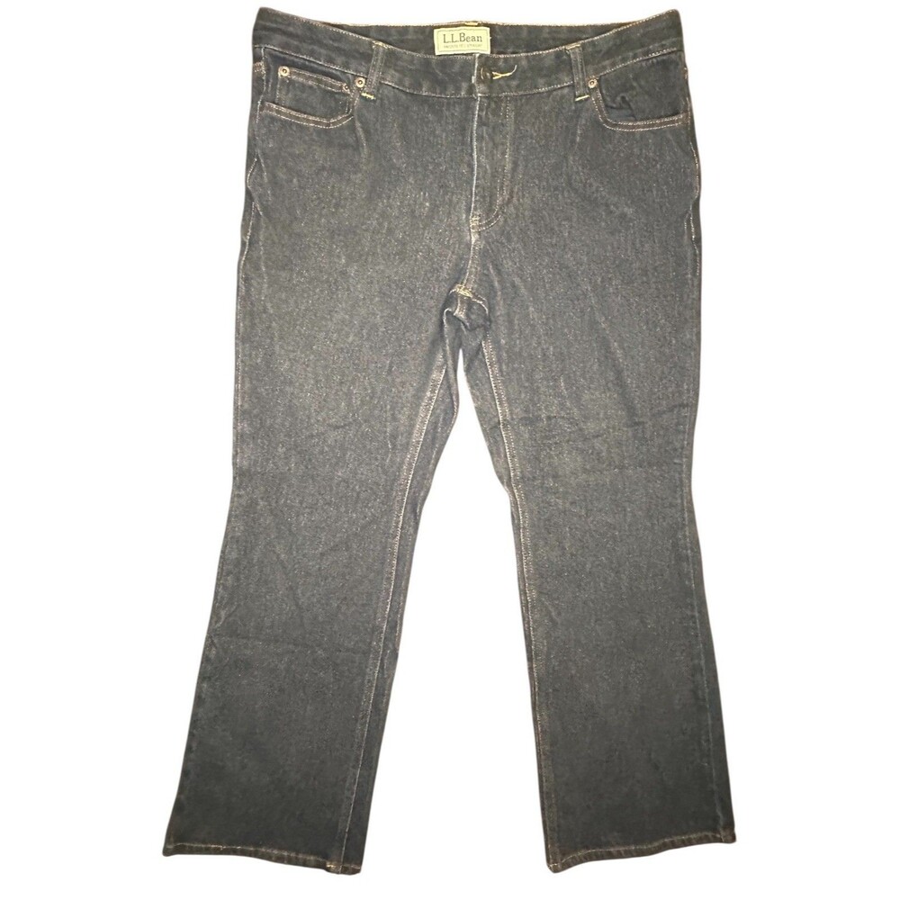 Women’s L.L.Bean Straight Fit Jeans Size 12 Petite Black with Fading